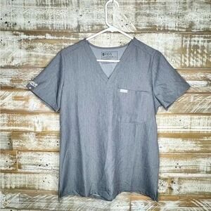 Women figs grey scrub top S technical collection embroidered right‎ arm